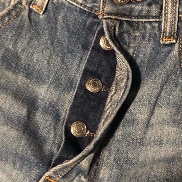 7 For All Mankind Jeans Women's 28 Easy Straight Leg Button Fly Distressed Denim - Picture 3 of 9